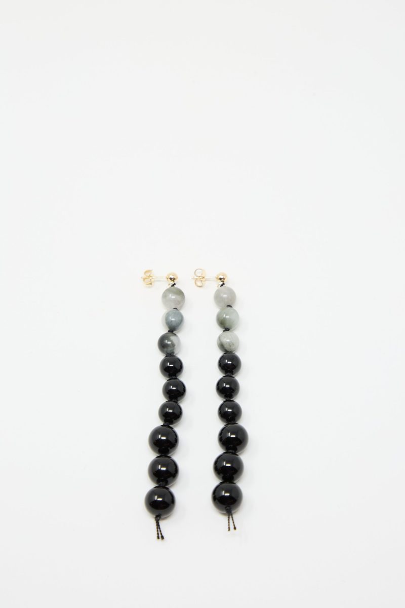 AbbyCarnevale GoldFilledBeadedEarrings WhiteEaglesEyeBlackOnyx Oroboro 1