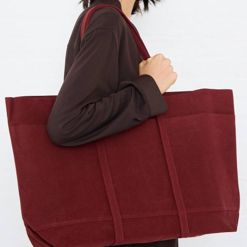 Amiacalva WashedCanvas6PocketsLargeTote Burgundy Oroboro 1136