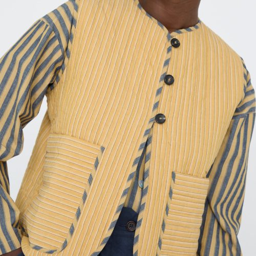 Cawley QuiltedCottonEllaVest MustardStripe Oroboro 2