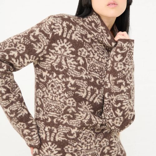 Cristaseya WoolFeltedJacquardTurtleneckSweaterinMochaandCream Oroboro 2