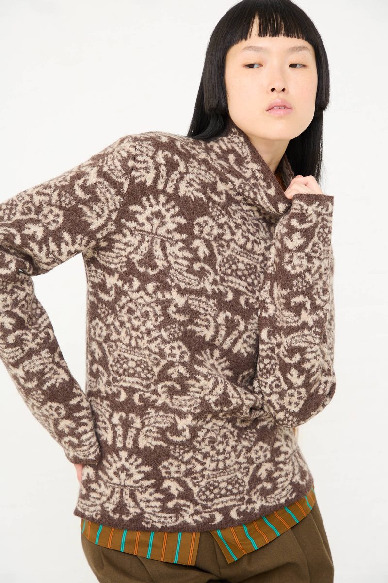 Cristaseya WoolFeltedJacquardTurtleneckSweaterinMochaandCream Oroboro 2