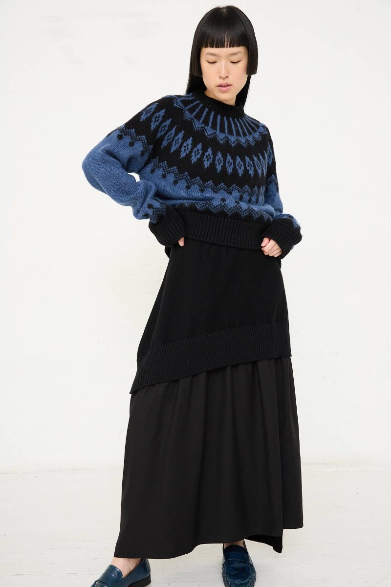 Cristaseya WoolPatchedLongSkirtinBlack Oroboro 1