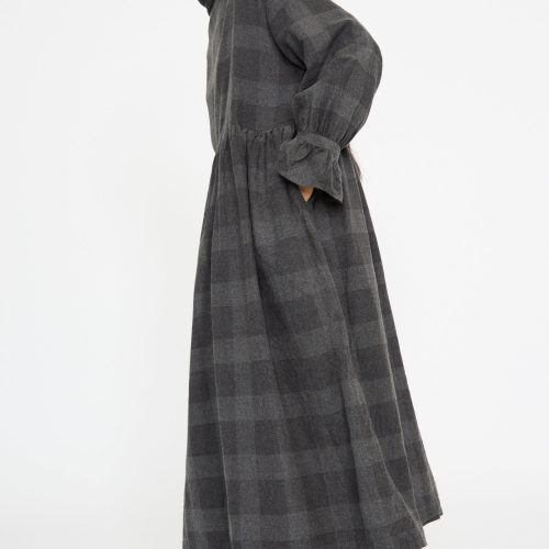 IchiAntiquites BlockCheckFlannelDress Charcoal Oroboro 6