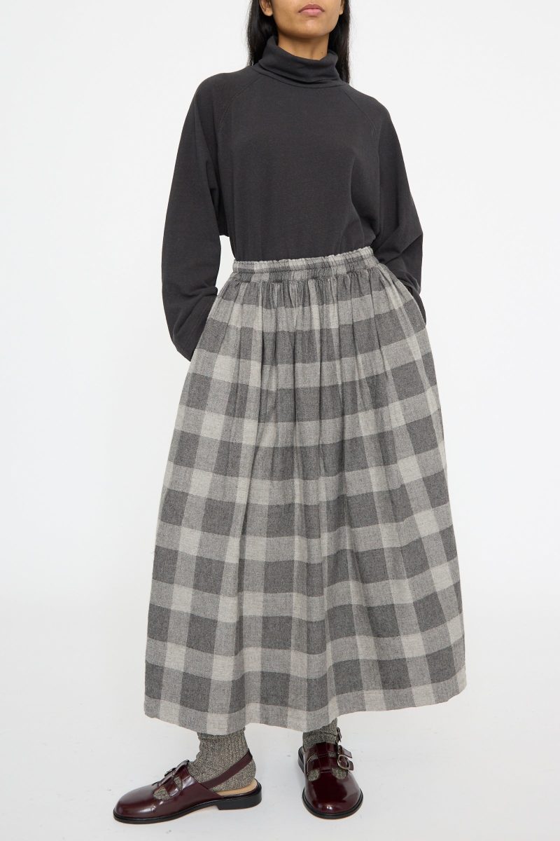 IchiAntiquites BlockCheckFlannelSkirt Gray Oroboro 1