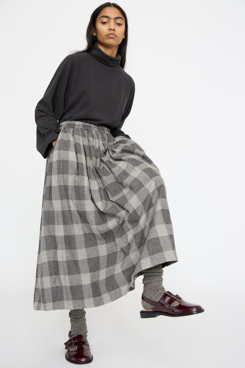 IchiAntiquites BlockCheckFlannelSkirt Gray Oroboro 3