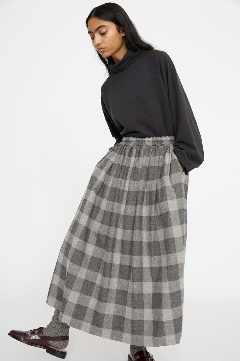 IchiAntiquites BlockCheckFlannelSkirt Gray Oroboro 4