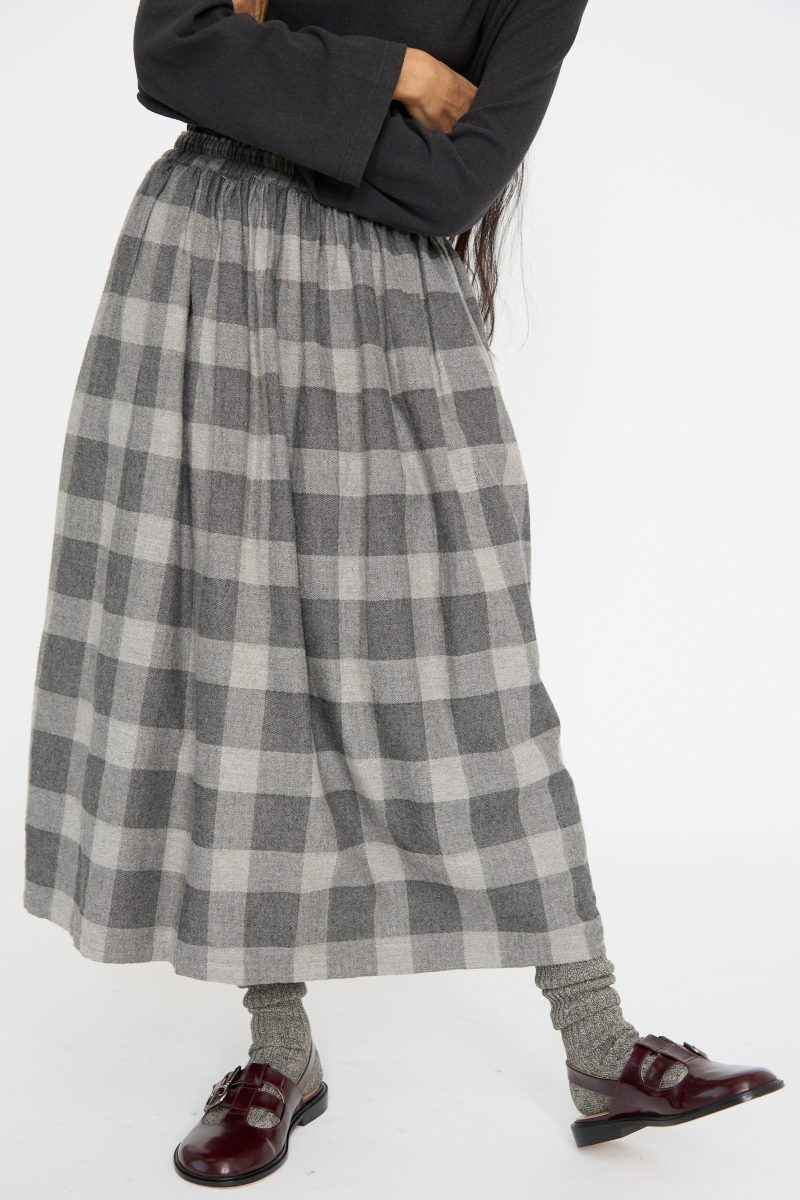 IchiAntiquites BlockCheckFlannelSkirt Gray Oroboro 6