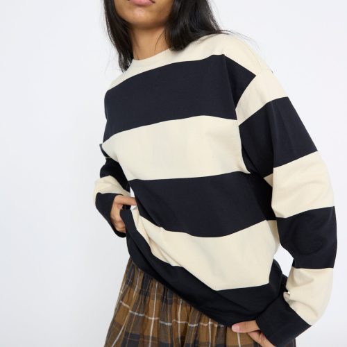 IchiAntiquites StripedCrewneck Beige Black Oroboro 5