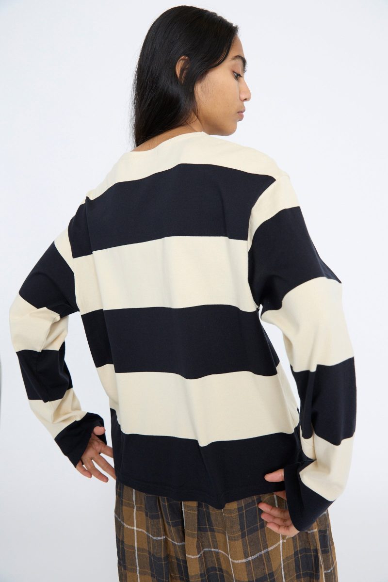 IchiAntiquites StripedCrewneck Beige Black Oroboro 7