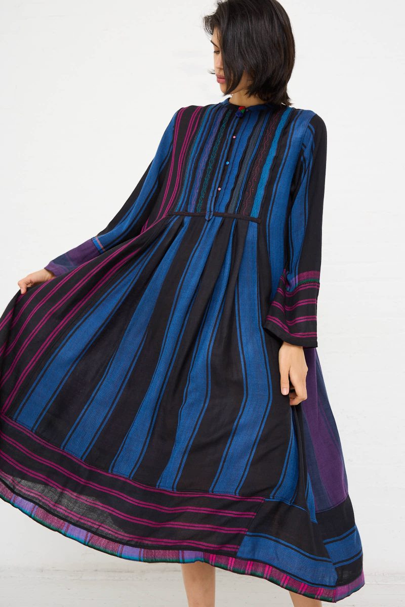 Injiri WoolDress StripeBlueandRed Oroboro 2