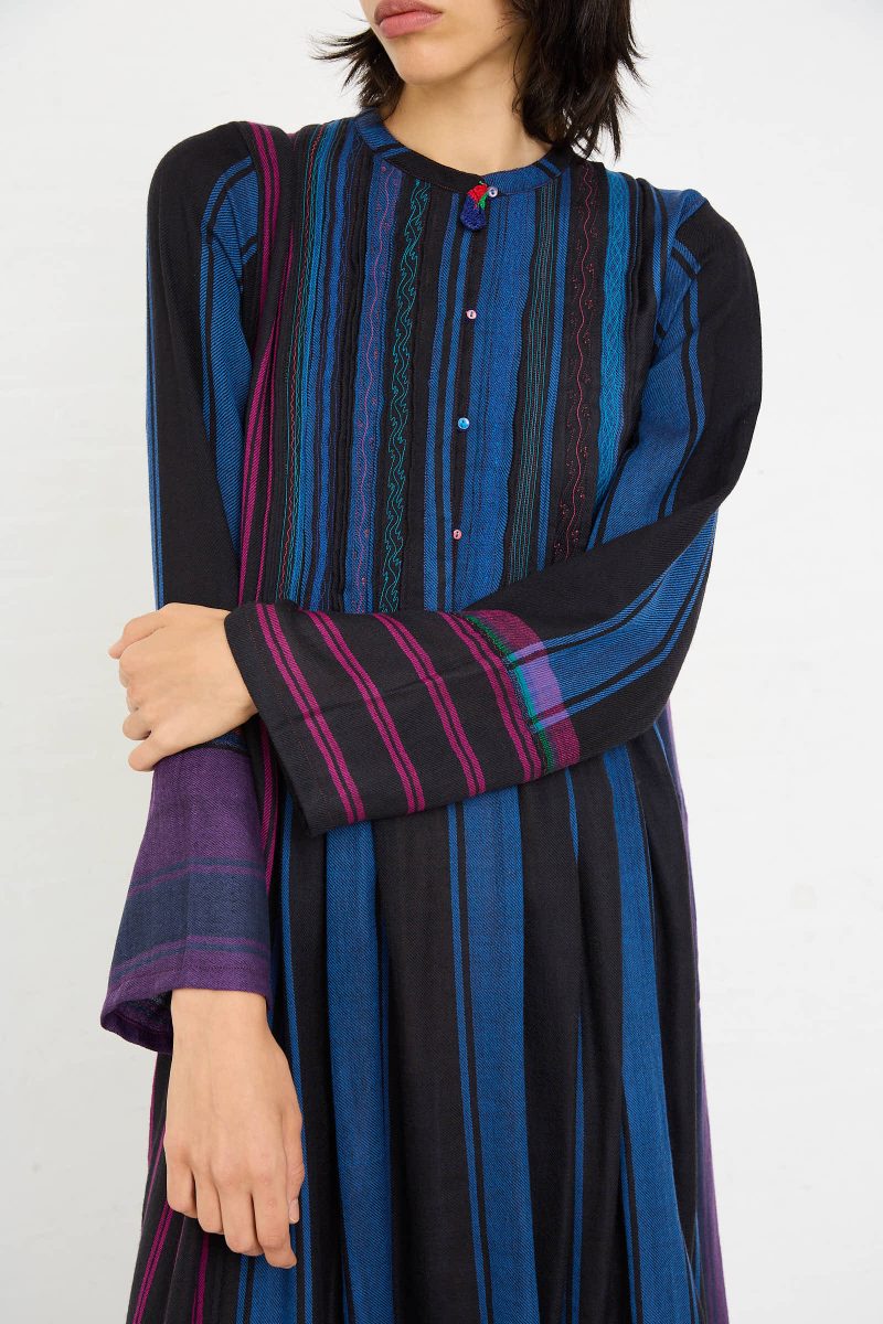 Injiri WoolDress StripeBlueandRed Oroboro 5