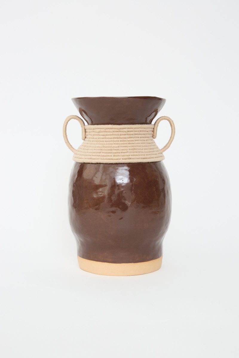 KarenTinney Vase 808inBrownandTan Oroboro 1