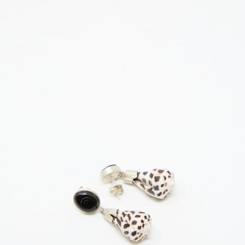 LaMar SterlingSilverNo.09Earrings Black WhiteShell Oroboro 4