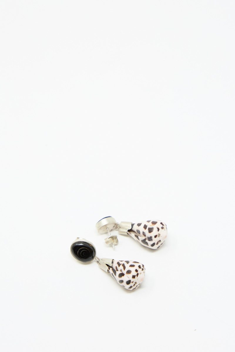 LaMar SterlingSilverNo.09Earrings Black WhiteShell Oroboro 4