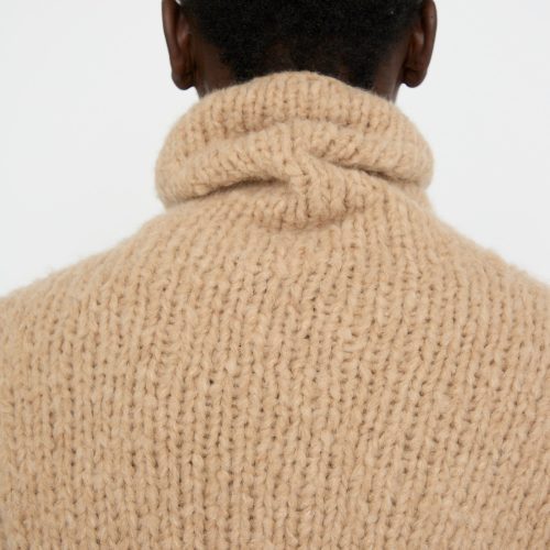 LaurenManoogian HandknitFunnelSweater Camel Oroboro 7