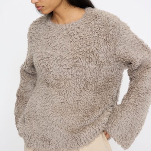 LaurenManoogian HandknitFurCrewneck Taupe Oroboro 2