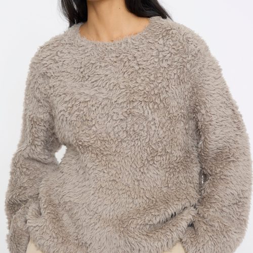 LaurenManoogian HandknitFurCrewneck Taupe Oroboro 3