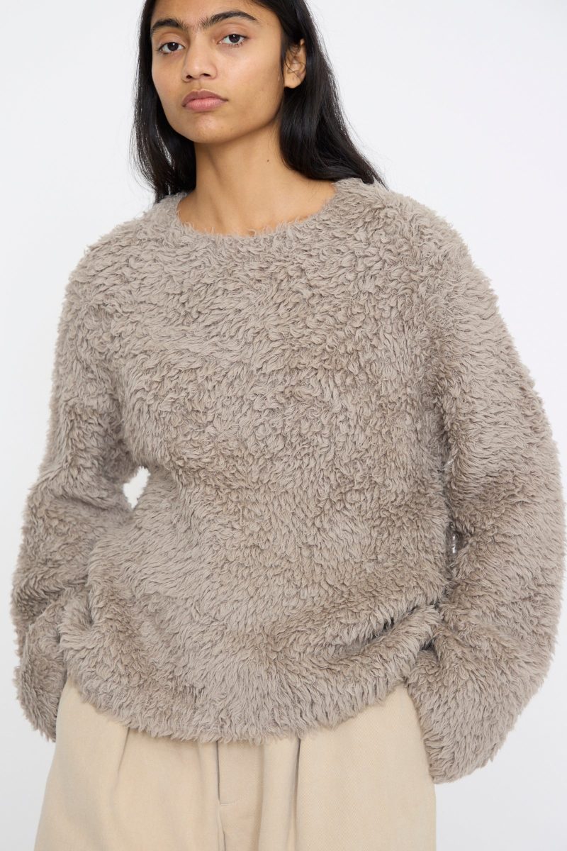 LaurenManoogian HandknitFurCrewneck Taupe Oroboro 3