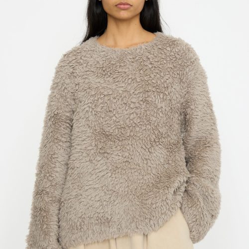 Lauren Manoogian Handknit Fur Crewneck Taupe Oroboro 1