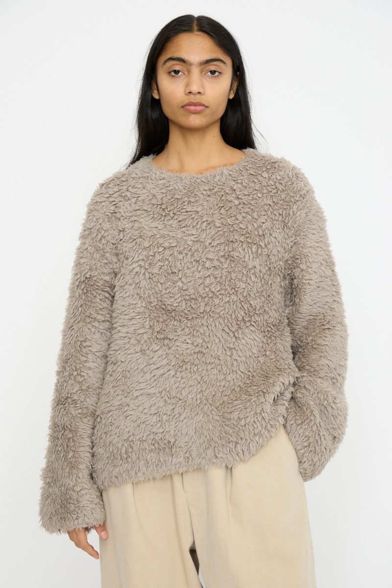 Lauren Manoogian Handknit Fur Crewneck Taupe Oroboro 1