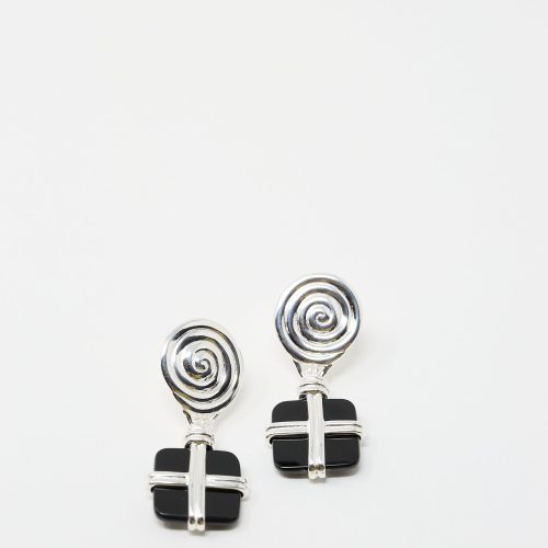 RejinaPyo SilverPlatedSquiggleEarrings BlackOnyx Oroboro 1