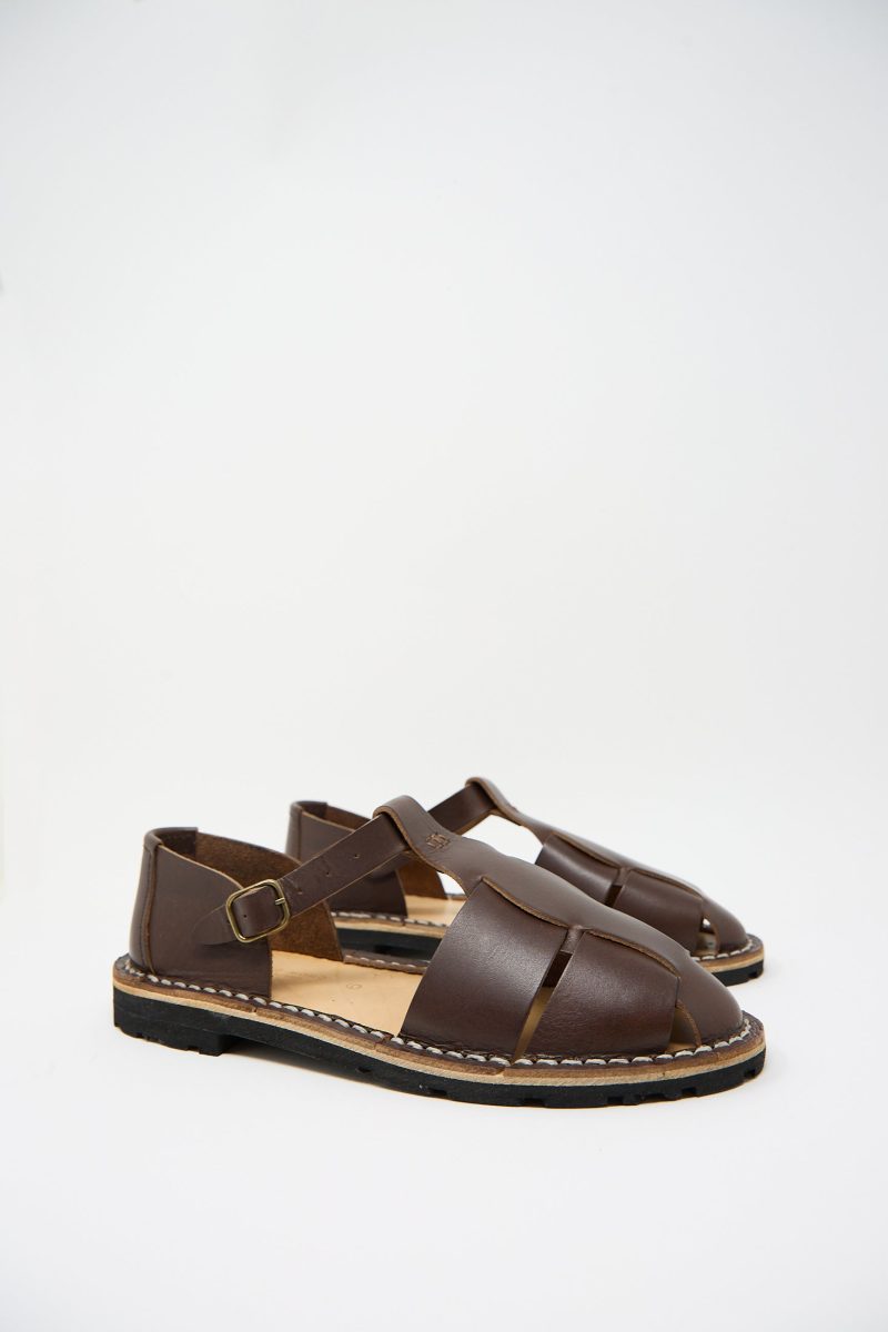 SteveMono LeatherArtisanalSandal10 17inCoffee Oroboro 3copy