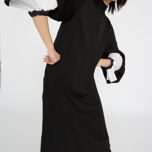 TogaArchives AcetateTwillPleatsDress Black Oroboro 3