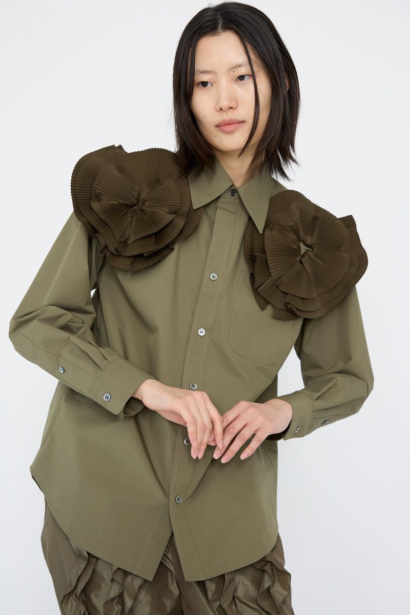 TogaArchives FlowerMotifShirt Khaki Oroboro 10