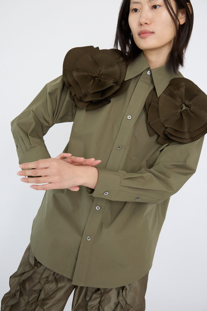 TogaArchives FlowerMotifShirt Khaki Oroboro 4