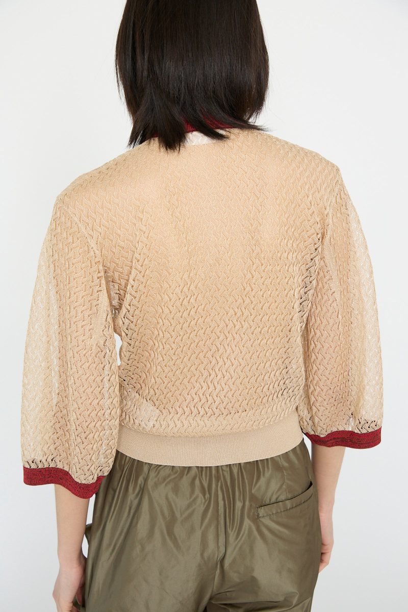 TogaArchives LaceKnitCardigan Beige Oroboro 10