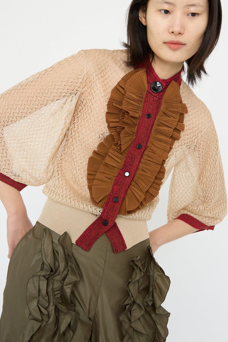 TogaArchives LaceKnitCardigan Beige Oroboro 3