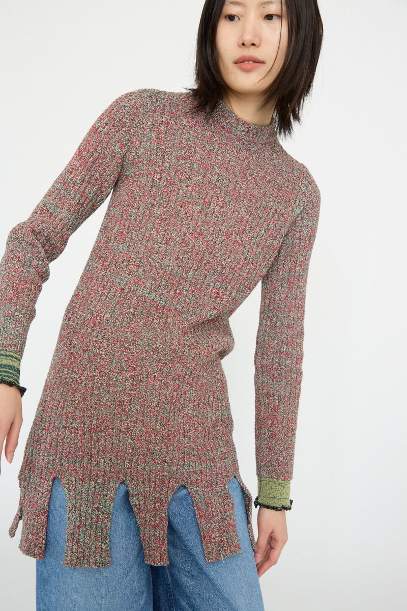 TogaArchives TweedKnitBackZipPullover Green Oroboro 4