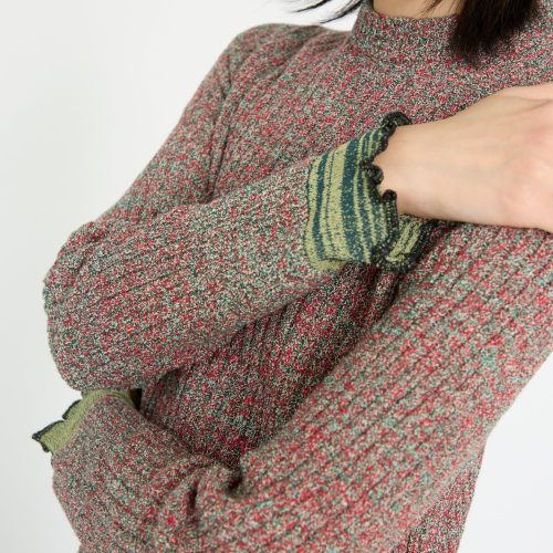 TogaArchives TweedKnitBackZipPullover Green Oroboro 6