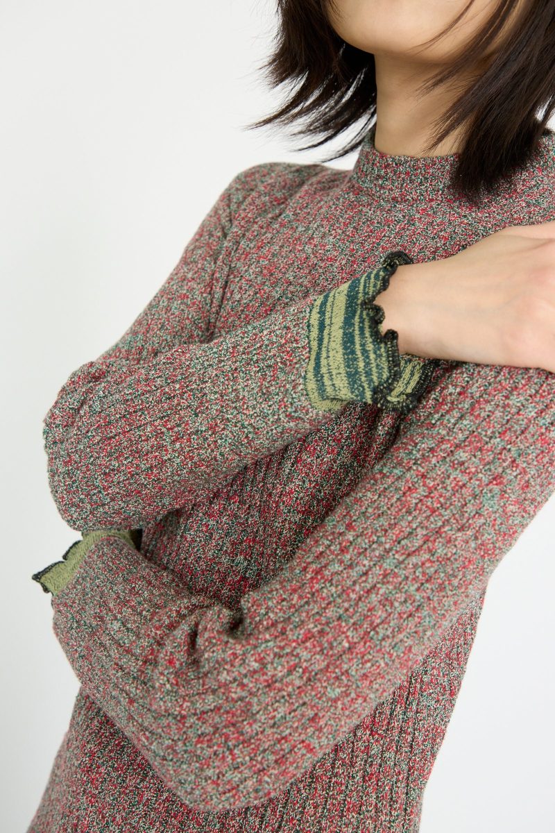 TogaArchives TweedKnitBackZipPullover Green Oroboro 6