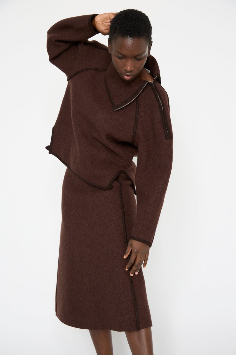 VeroniqueLeroy WoolLongSkirt Choco Oroboro 1